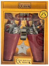 WESTERN HERO TWIN PISTOL GUNS SET sheriff badge belt cowboy dressup toy ... - $173.59 MXN