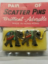 Vintage Brooches Pair of Elephants Enamel Scatter Pins New Old Stock B-6 - £7.85 GBP