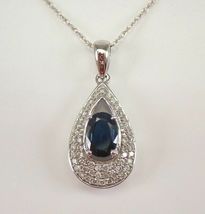 3.00Ct Oval Cut Simulated Blue Sapphire  Pendent 925 Silver Gold Plated  - £111.12 GBP