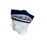 Blue / White Handmade African Traditional Velvet / Mesh Hat. One Size - €38,96 EUR