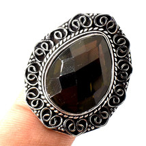 Smoky Quartz Vintage Style Handmade Ethnic Gifted Ring Jewelry 9&quot; SA 1949 - £3.92 GBP