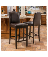 Upholstered Bar Stools (Set of 2) - Dark Brown - $330.97 CAD