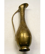 Vintage Brass Bud Vase Pitcher Etched Leaf Pattern Design Made in India 5-e - €25,32 EUR