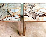 Pair of Mid-Century Mod Exotic Onyx Top and Steel Base Side Tables attr ... - $2,376.00