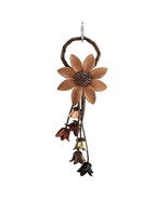 Hanging Earth-Tones Brown Sunflower Garden Leather Bag Ornament Keychain - £16.18 GBP