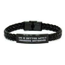 Life is Better with a. Labrador Retriever Dog Braided Leather Bracelet, Love Lab - £18.81 GBP