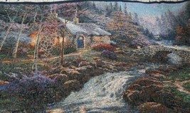 Thomas Kincaid Tapestry Throw Blanket Cabin in the Woods USA - $29.70