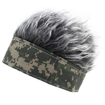 Saisifen Khaki Digital Headband Brimless Hat with Fake Gray Hair - £12.02 GBP