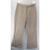 Merona Womens Dress Career Pants Brown Stripe Stretch Flat Front Trouser 10 - $5.81