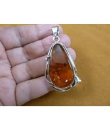 p45-14) Orange BALTIC AMBER geometric teardrop Lily 925 Sterling SILVER ... - $150.01 CAD