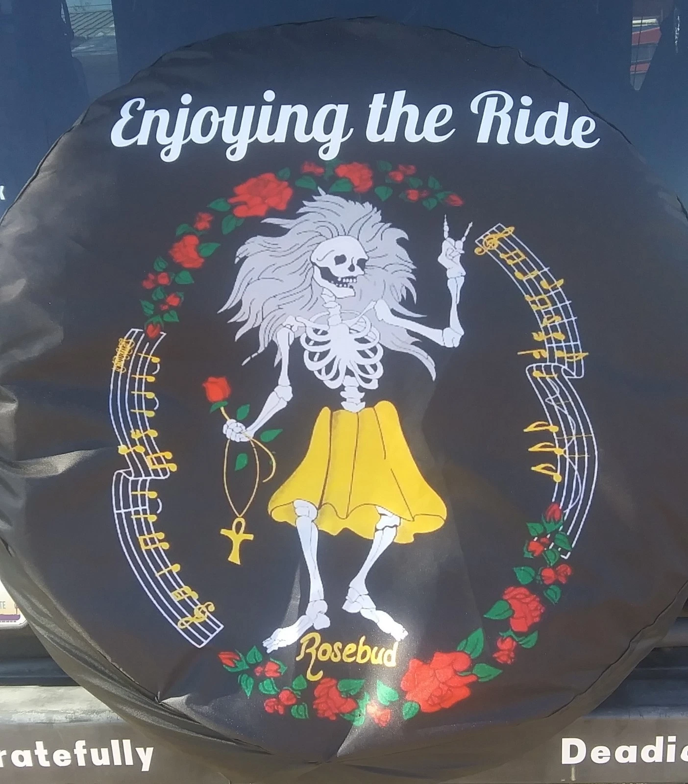 Grateful Dead Jerry Garcia Rosebud 16" Custom Spare Tire Cover - $39.00