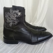 Mark Nason Italy Rock Lives Dragon Black Leather Boots Ultra Rare! Biker Men 10 - £342.78 GBP