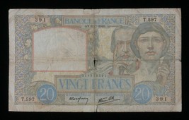 1940 France 20 Francs Note Science et Travail Banque de France (P#92a.4) - €45,38 EUR