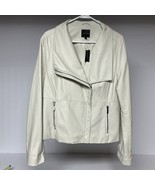 The Limited Women&#39;s Cream Faux Leather Jacket, XL Diagonal Zip, Side Zip... - $511.54 MXN