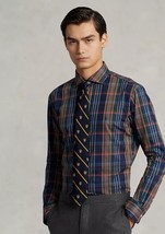 Polo Ralph Lauren Classic Fit Twill Shirt, Size Small, Navy-Brown Multi - £43.07 GBP