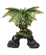 Green And Gold Scales Behemoth Dragon Perching On Ancient Rock Arch Figu... - £36.62 GBP