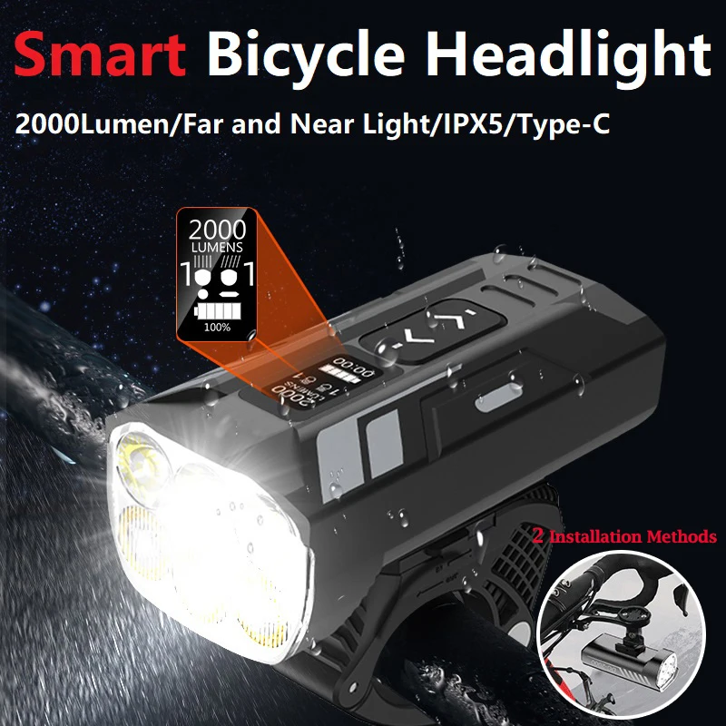 Bicycle Light Rainproof Bike Flashlight USB Rechargeable LED 2000 Lumens MTB - £45.73 GBP+