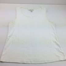 JM Collection Womens White Sleeveless Tank Top Lace Trim Shirt XL - £15.68 GBP