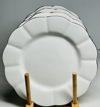 4 Salad Plate’s Grace Teaware White Ruffle Gold Trim Fine Porcelain New - $49.45