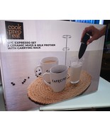 Cook Prep Eat 4 Pc Espresso Set 2 Ceramic Mugs &amp; Milk Frother with Carry... - $639.13 MXN