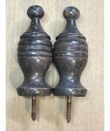 (2) Antique Wood Threaded Finials Toppers Architectural Salvage Post Bro... - £18.80 GBP