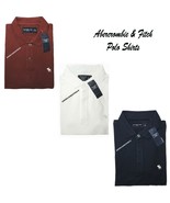 ABECROMBIE &amp; FITCH NEW MENS POLO SHIRT STRETCH NWT WHITE, NAVY BLUE &amp; RE... - $592.38 MXN