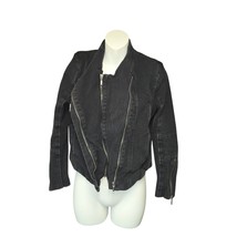 BlankNYC Women Small Jacket Dual Zipper Crepe Mesh Asymmetrical Motor Ci... - $26.29
