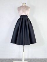 PINK A-line Pleated Midi Skirt Outfit Women Plus Size Taffeta Holiday Skirt  image 7
