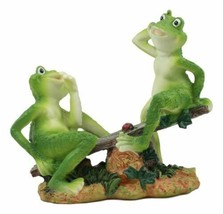 Ebros Garden Whimsical Frogs Sitting On Seesaw with Ladybug Statue 7.75&quot; L - £18.75 GBP