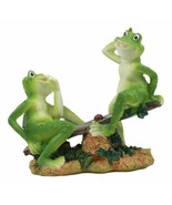 Ebros Garden Whimsical Frogs Sitting On Seesaw with Ladybug Statue 7.75&quot; L - £17.94 GBP