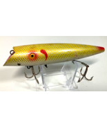 Wood Fishing Lure Vintage 7” Silver/Yellow/Red Unmarked  2-Hook Large - $32.00