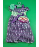 My Life As Purple &amp; Green Romper w/ flower hair clip for 18&quot; Doll - £7.77 GBP
