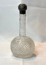 Antique Charles May Perfume Bottle Sterling Silver &amp; Cross Hatch Cut Glass - £110.49 GBP