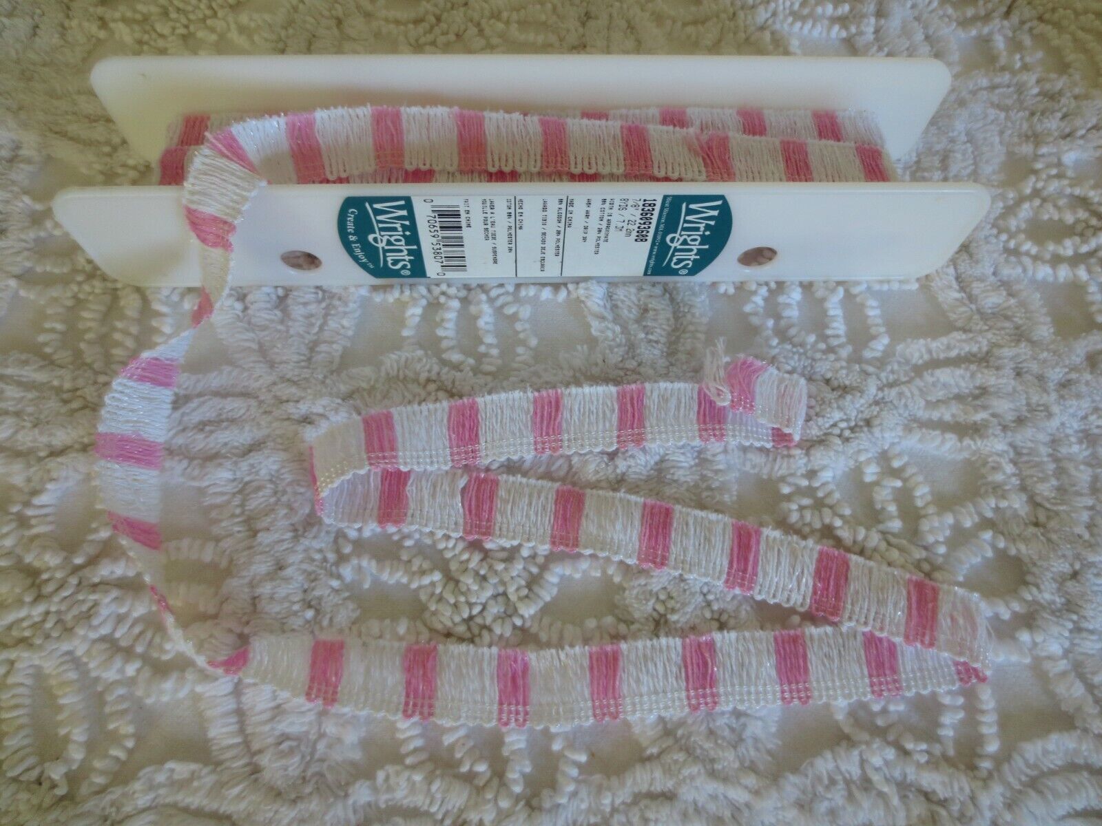 Primary image for 7/8" Wide PINK & WHITE STRIPE Cotton & Polyester Sewing TRIM - 3 7/8 Yards