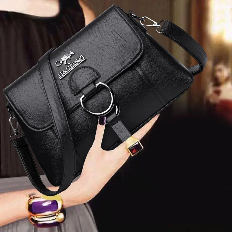 Oulder fashion simple crossbody messenger purses pu leather causal mother lady hand bag thumb200