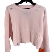 La Detresse Pink Cropped Distressed Sweatshirt XS New - £49.13 GBP