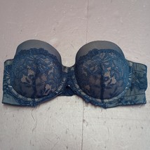 Maidenform Self Expressions Bra Women 34D Blue Lace Strapless Push Up SE1102 - £11.16 GBP