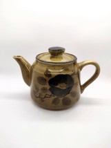 Vintage Retro Ceramic Handpainted Floral Teapot Japan Avocado Green Mid-Century  - £13.37 GBP