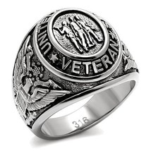 Men&#39;s Stainless Steel 316 US High Polished (no plating) Veteran Military Ring - £39.69 GBP