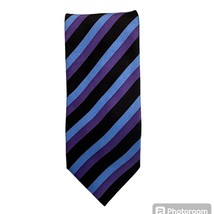Pierre Cardin Paris Mens Tie Blue Black Purple Striped Traditional NeckTie - $11.99