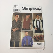 Simplicity 9962 Size S-XL Men's Vest Robe Ties Cummerbund Scarf Slippers - £10.31 GBP