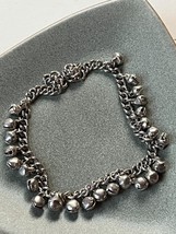 Vintage Silvertone Chain w Tiny Silvertone Jingle Bells Bracelet – 10 inches lon - £9.07 GBP