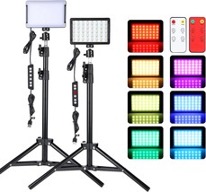 Led Video Light For Camera, Rgb Photography Lighting Kit (2 Packs), Dimmable, - £40.72 GBP