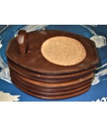 Coasters - Wood &amp; Cork coasters with holder - $12.00
