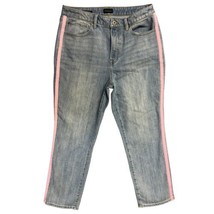 Talbot&#39;s Jeans Blue Denim Modern Ankle Stretch Pink White Stripes 12 High Rise - £14.65 GBP