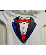 Black tuxedo Sz 3 9 Months 1 pc Bodysuit Red Bow Tie Infant - $8.91