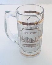 Houston Texas Flag Souvenir Frosted 10 oz Heavy Glass Mug Gold Trim Astr... - €19,81 EUR