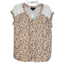 Fortune + Ivy Joanna Women Floral Top White Sz Medium Floral V-neck Stitch Fix - £15.15 GBP