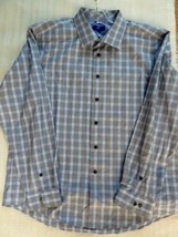 Egara Non Iron Regular Fit Mens Blue Gray Check L/S Button Shirt Sz XXL - $21.77