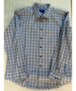 Egara Non Iron Regular Fit Mens Blue Gray Check L/S Button Shirt Sz XXL - $29.77 CAD